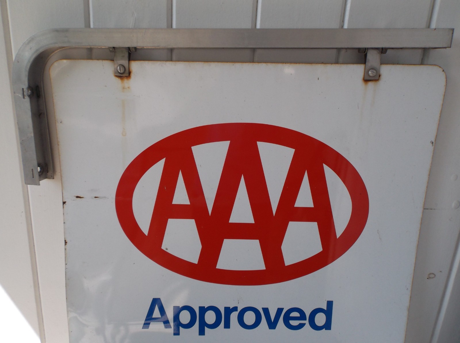 1977 Original AAA Approved double sided heavy metal sign with hanging bracket