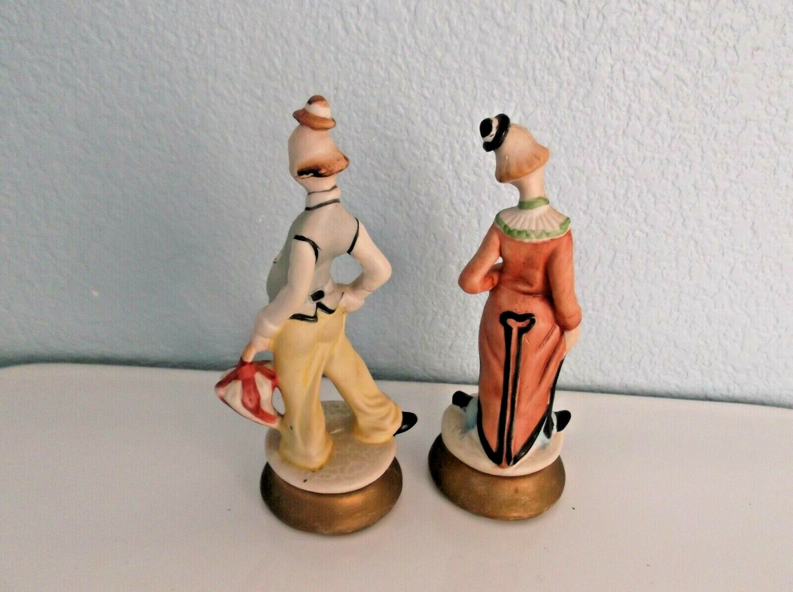 Ardco Pot Belly Clown Bisque Porcelain Figurines Vintage Set of Two