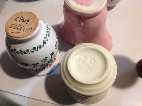 7 Mini Vintage Art Pottery Ceramic Vase Sevilla,E E Alexander,USA