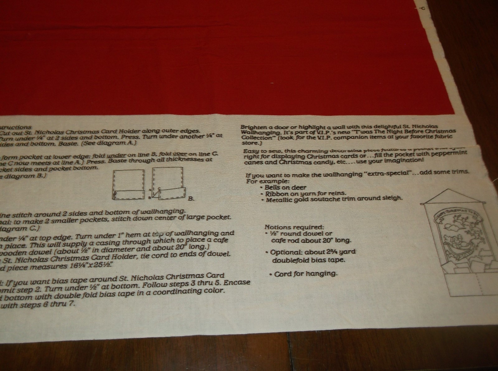 Christmas card holder sewing fabric panel