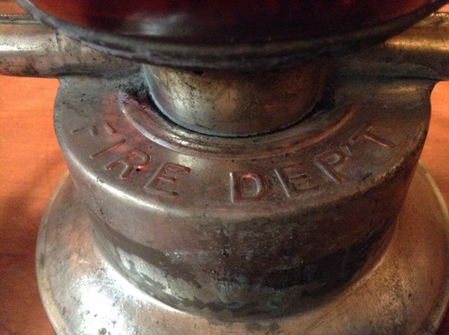 Vintage Dietz King Fire Department Kerosene Lantern with Red & Clear Lenses