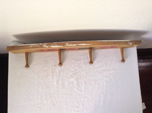 Vintage Coat Rack Hanging Langelier Hand Crafted Apples Wood Pie Nuts