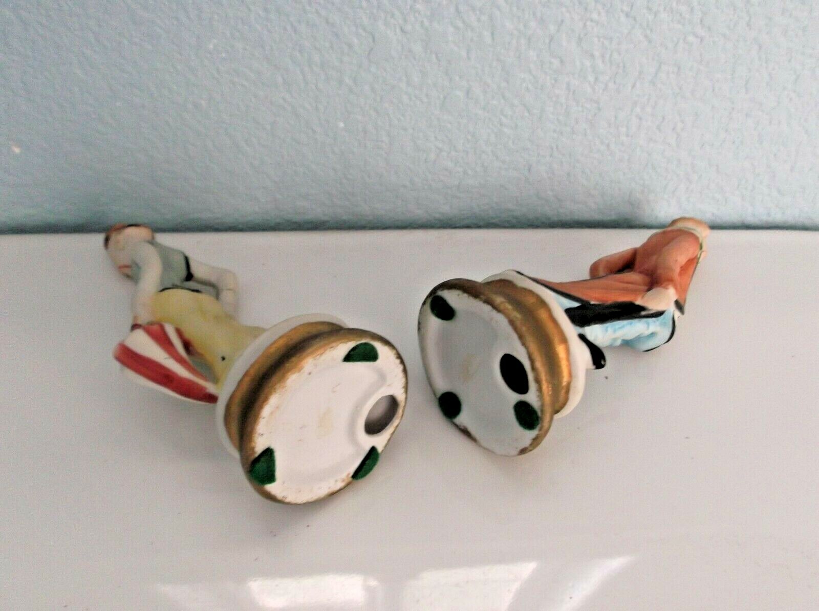 Ardco Pot Belly Clown Bisque Porcelain Figurines Vintage Set of Two