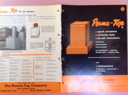 1965 PERMA-TOP Incinerators Fly Ash Chambers Of Johns MANVILLE TRANSITE Catalog