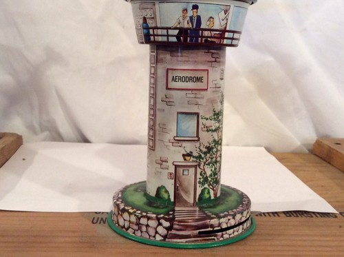 Vintage Schylling Tin Litho Aerodrome Airport Control Tower Works