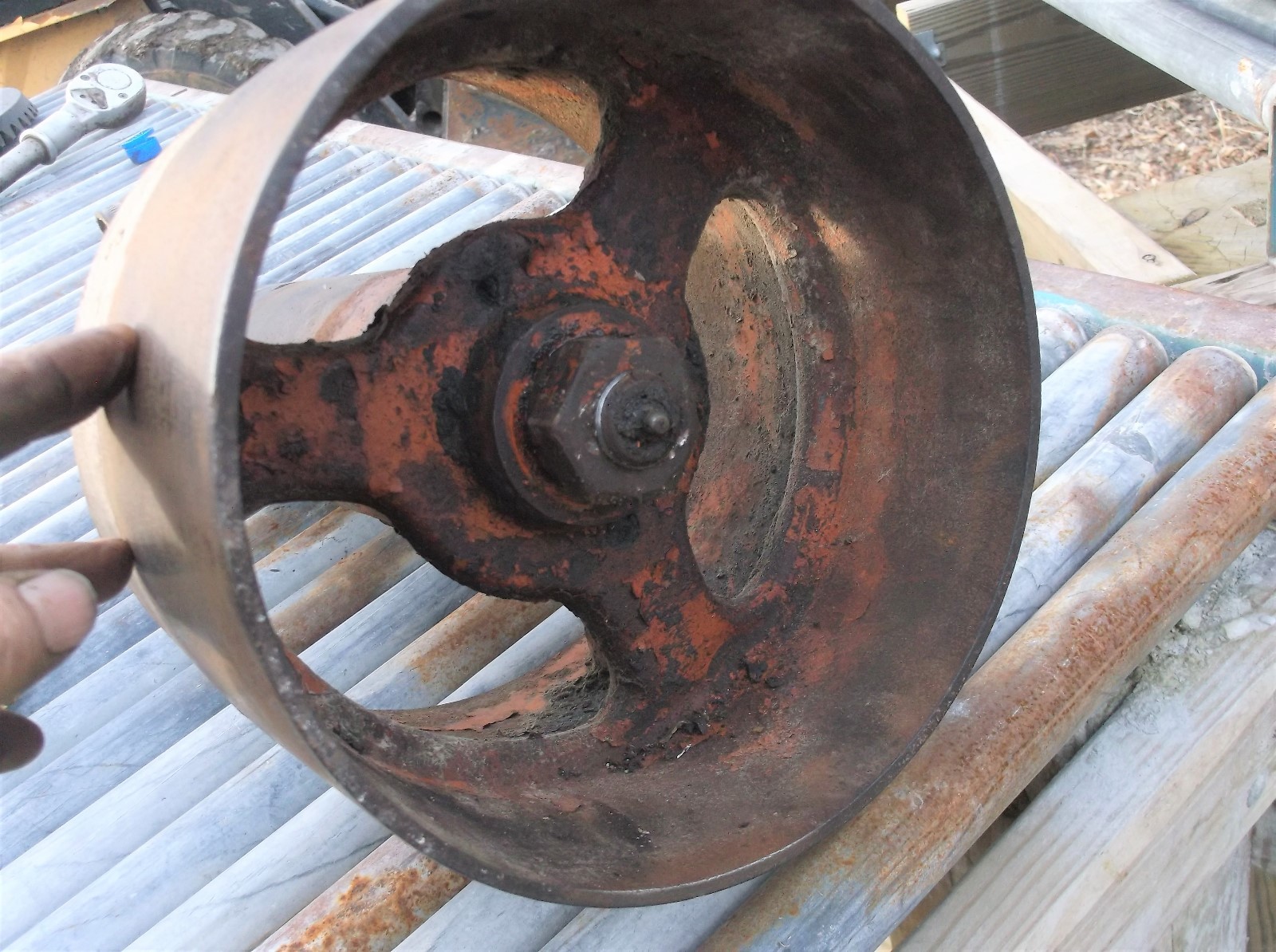 Allis Chalmers WD WD45 Tractor steel AC belt pulley drive assembly flatbelt part