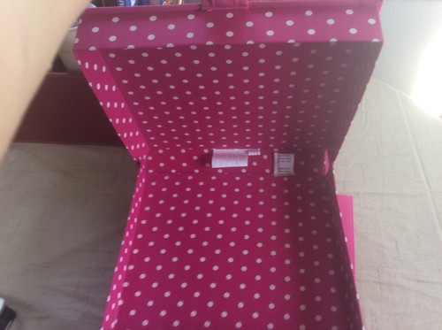 Scrapping Paper Box Holder Pink Dots Scrap Paper Scissors Paper Keeper New Lot 2