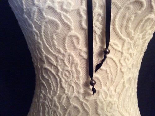 Vintage Style Removable Collar Black And Gray Lace Top Stirched New 111118