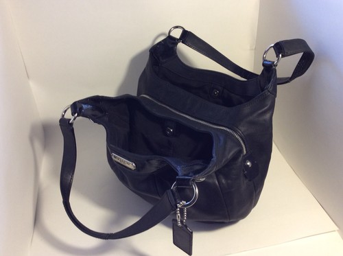 COACH HANDBAG SHOULDER PURSE BLACK LEATHER HOBO