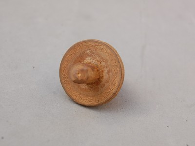 Whittled Carved Wood Toy Top from Thread Spool Primitive Folk 1 1/2