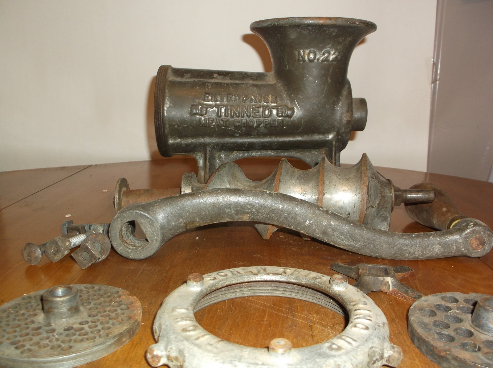 Vintage Cast Iron Enterprise #22 No. 22 Tinned Meat Grinder, PAT. APL. 13. 86