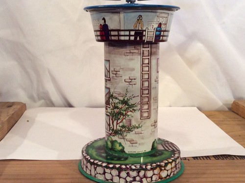 Vintage Schylling Tin Litho Aerodrome Airport Control Tower Works