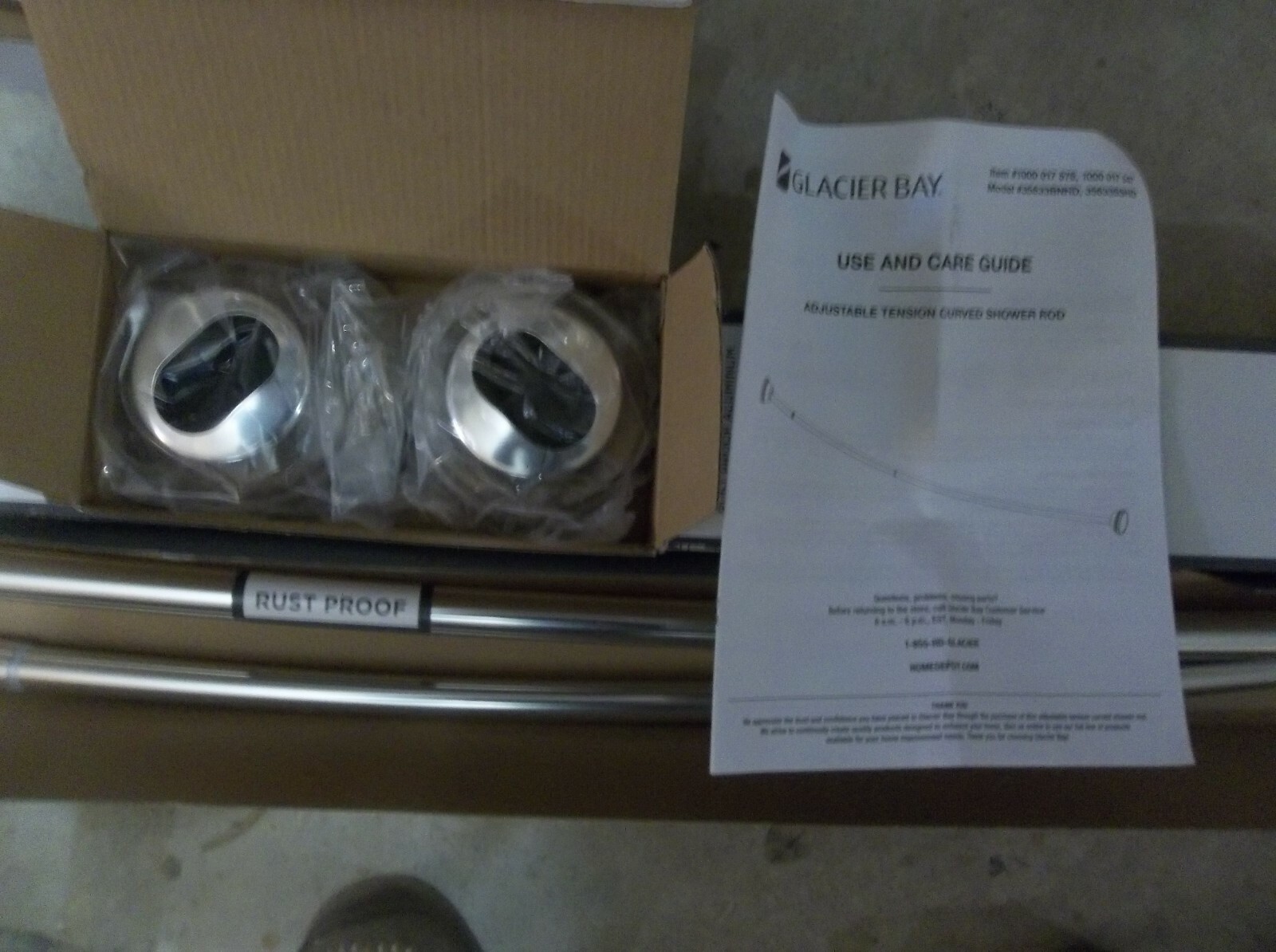 Glacier Bay Rustproof 72 in. Adjustable Tension Mount Curved Shower Rod in Chrom