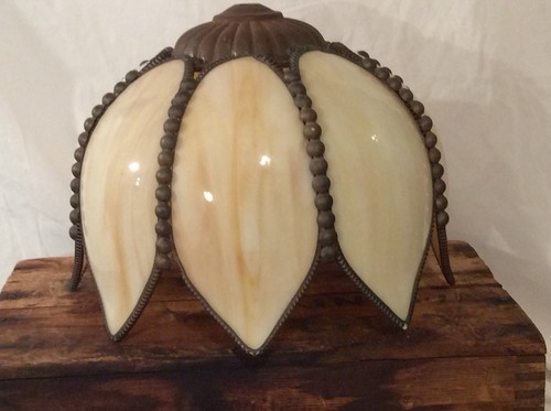 Antique Slag Glass Zipper Lamp Shade Quite Beautiful and Unique