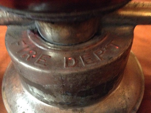 Vintage Dietz King Fire Department Kerosene Lantern with Red & Clear Lenses