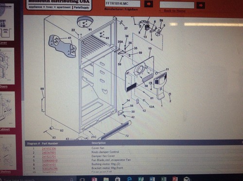 Frigidaire Refrigerator Top Mount Evaporator Fan Cover
