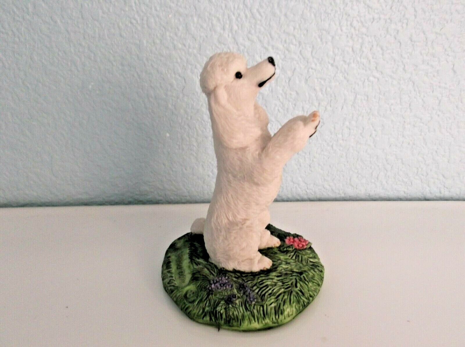 White Standard Poodle Charmstone Cold Cast Marble Figurine By Earl Sherwan
