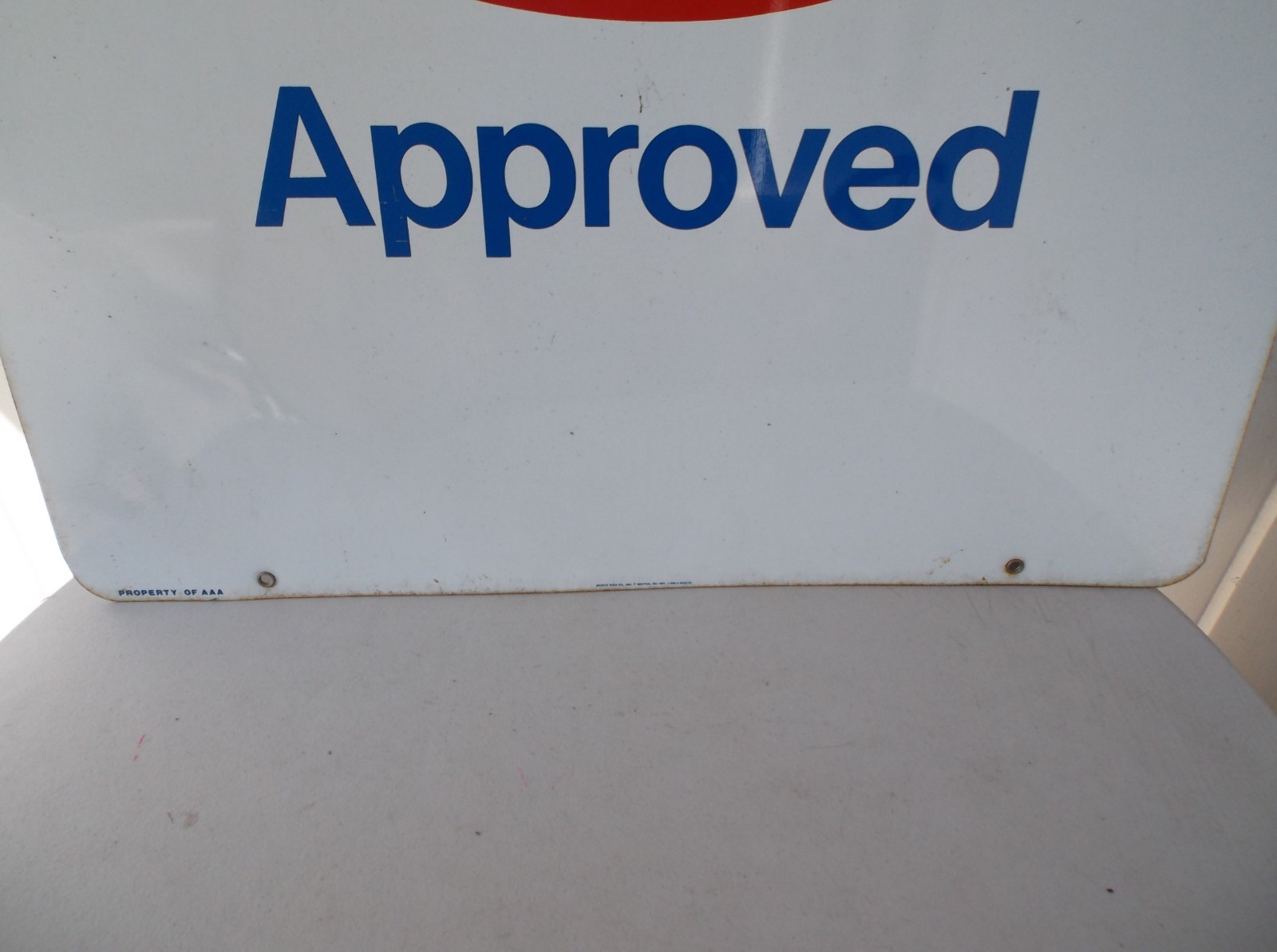 1977 Original AAA Approved double sided heavy metal sign with hanging bracket