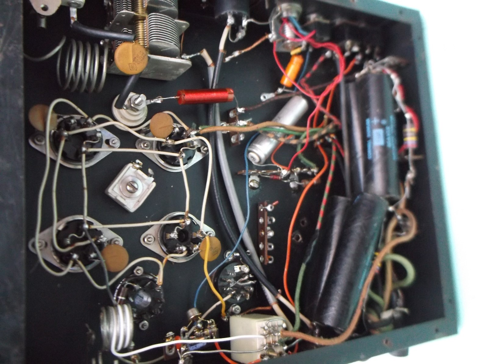 homebrew working 10 meter ham radio linear amplifier with four 807 tubes WORKS