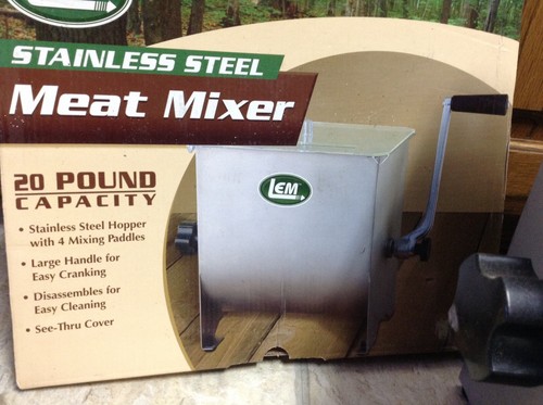 LEM  #654 Stainless Steel Meat Mixer 20lb Capacity Mixer w/ Plastic Cover