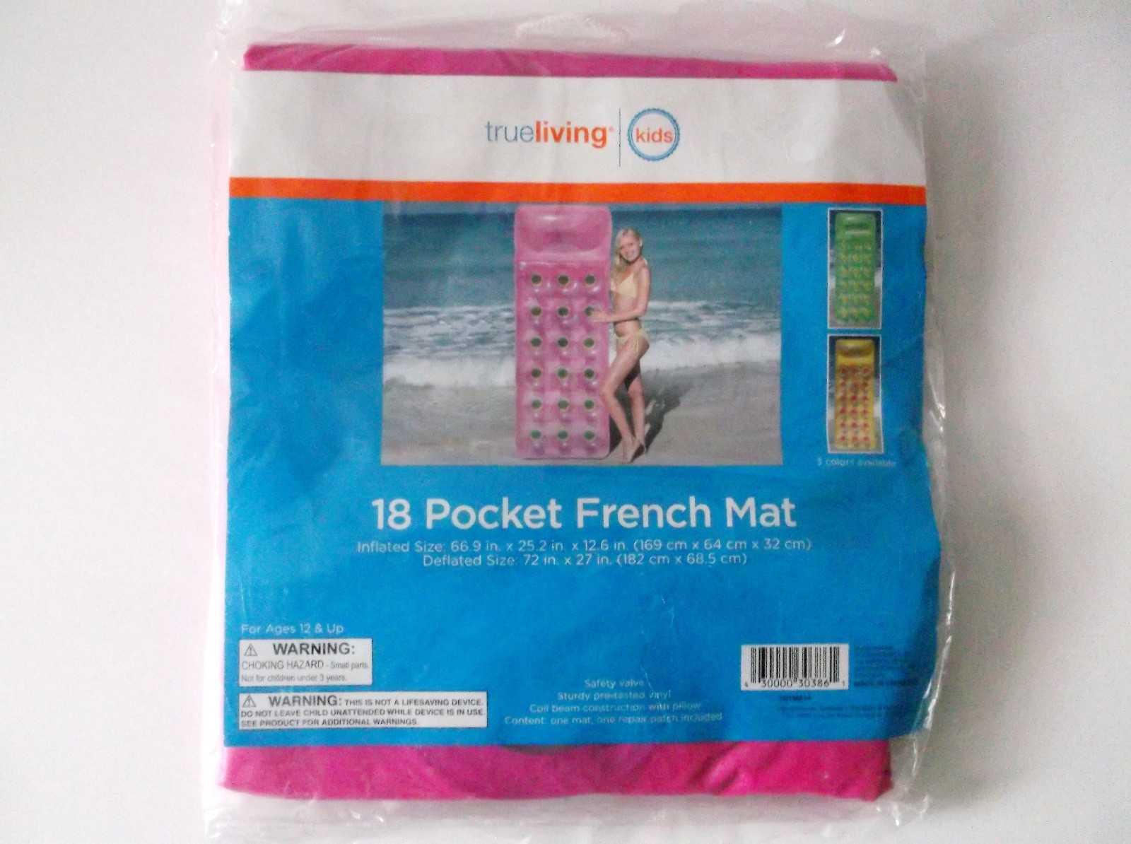 18-POCKET FRENCH POOL RAFT MAT INFLATABLE 72X27  Color Pink