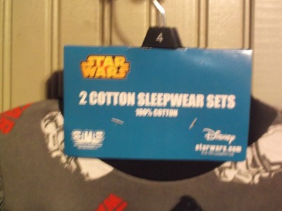 Boys 2 Pair 4 PC  STAR WARS TOP/PANTS COTTON SLEEPWEAR SET SIZE 4 NWT