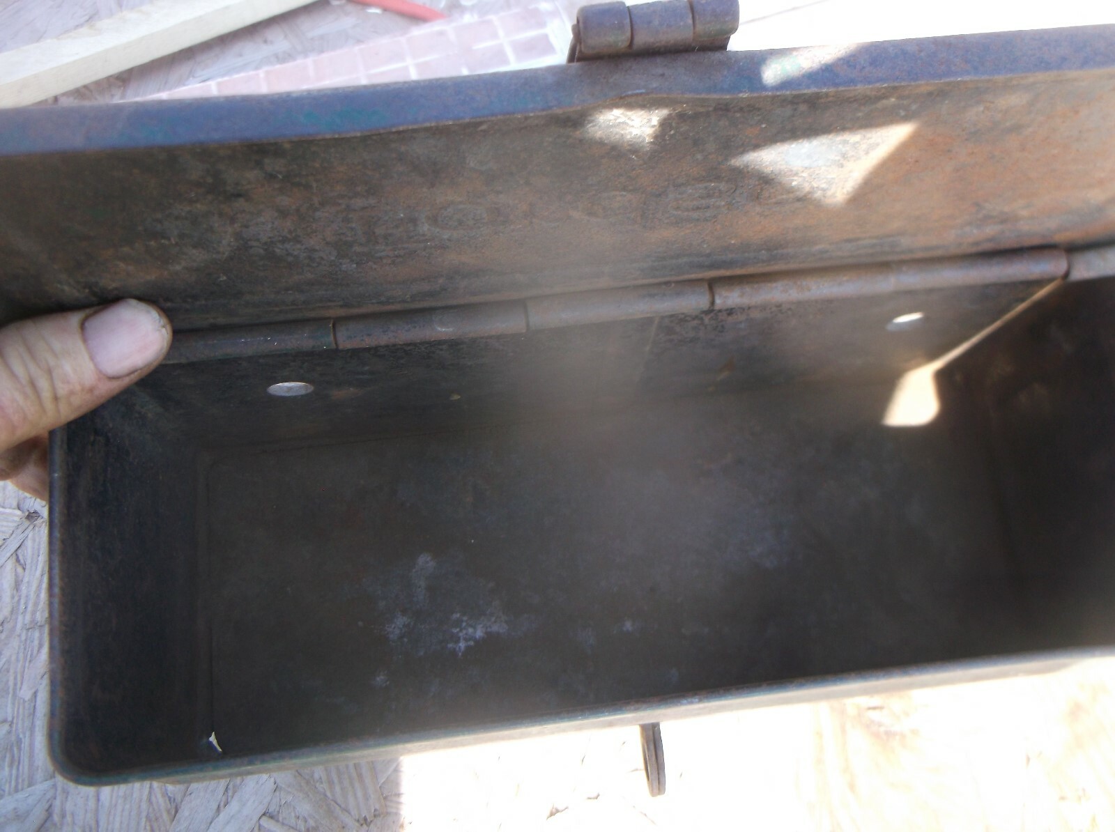 Original Fordson Farm Tractor Steel Tool Box With Embossed Script & Lid