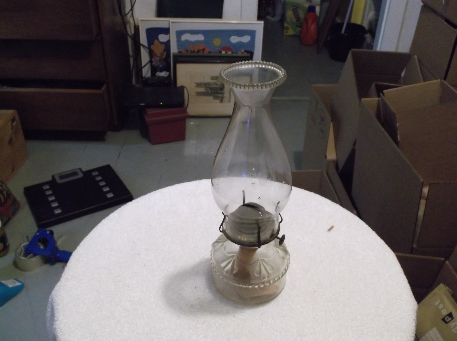 A Eagle kerosene oil lamp with no burner 12 1/2 inches tall