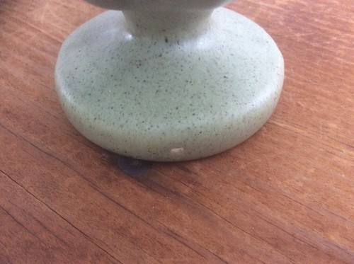 VINTAGE Haeger USA Sage Green Speckled Pedestal Ceramic Planter Vase