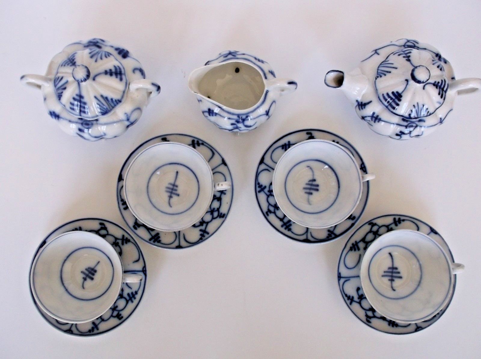 Antique Blue and White Tea Set no marks