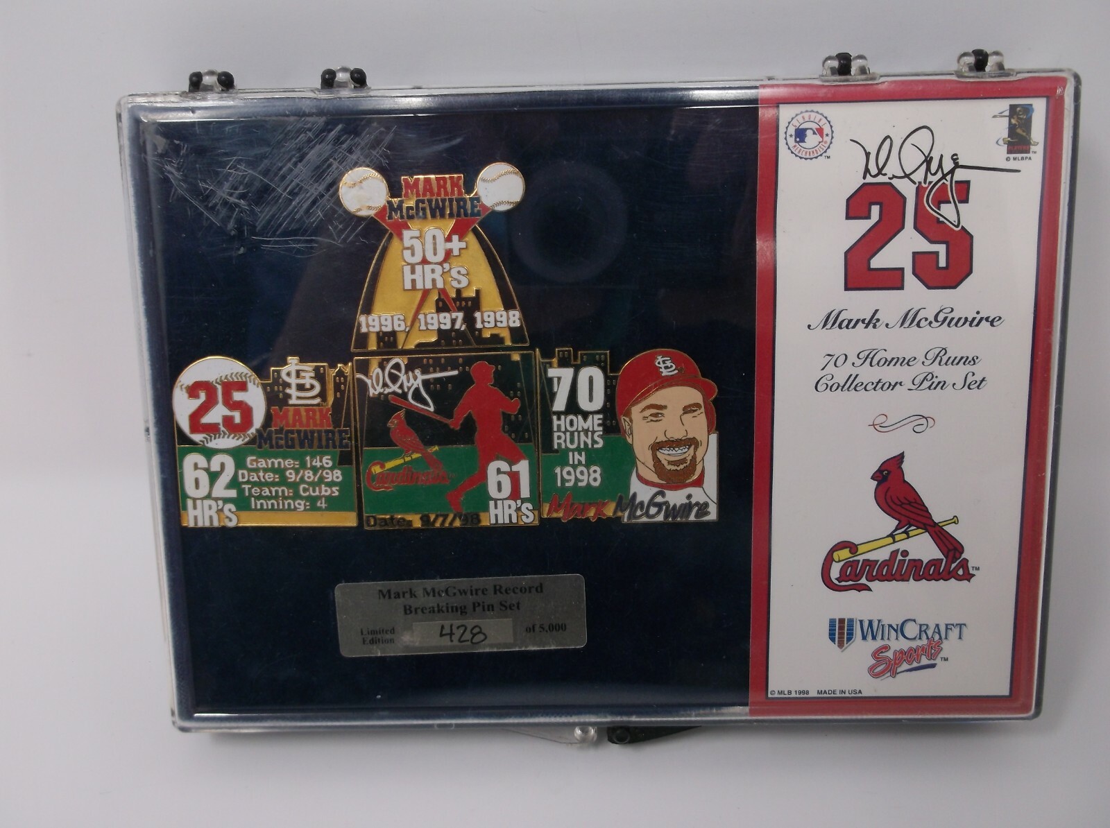 WinCraft Sports MARK MCGWIRE 1998 Record Breaking 4 Pin Set