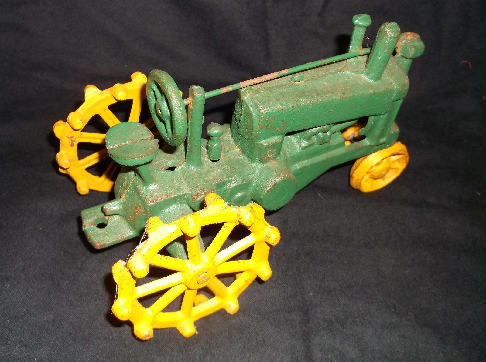 Cast Iron Reproduction John Deere DP Green Farm Tractor Yellow Tires 8
