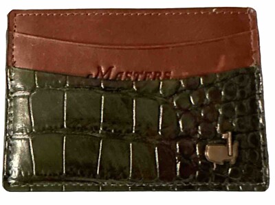 2024 MASTERS GREEN EMBOSSED ALLIGATOR LEATHER Card Case WALLET - Flag