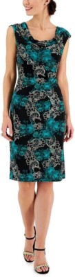 Connected Womens Printed Cap-Sleeve She Green 6