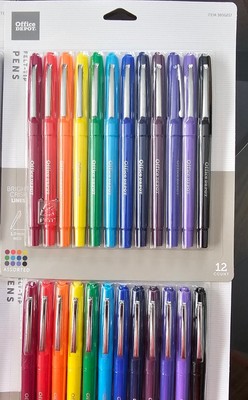 12 Pens Office Depot  Brand Felt-Tip Porous Pens Medium Point 1.0 mm Assorted