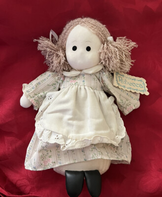 Vintage NWT Russ Berrie ''REBECCA'' Girl Doll Plush Calico dress #662
