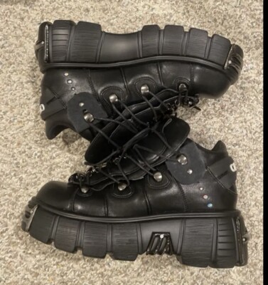 new rock ankle boot black imperfect with laces m tank007 s1 platform punk unisex 404183738034