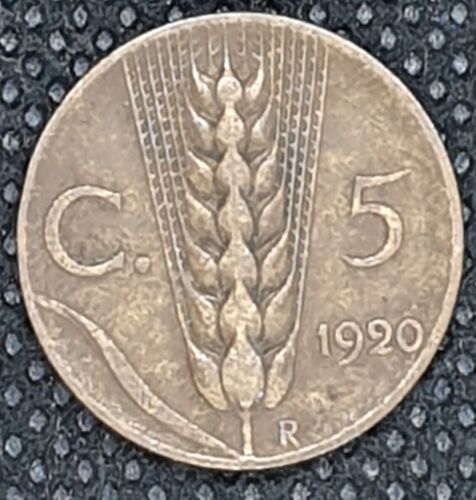 1920 Italy 5 Centesimi Bronze Coin - KM# 59 - Fine - # 24337