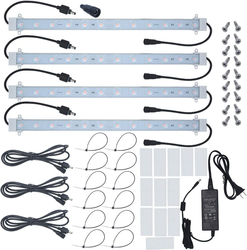 Grow Light Strip Kit 45W, 4 Pcs 16 Inches LED Grow Light Strips with Extension C