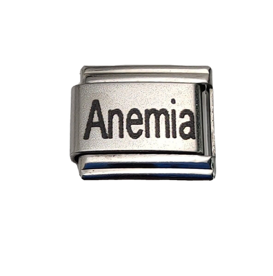 Medical Alert Laser Charm Anemia for Italian Bracelets Free Wallet