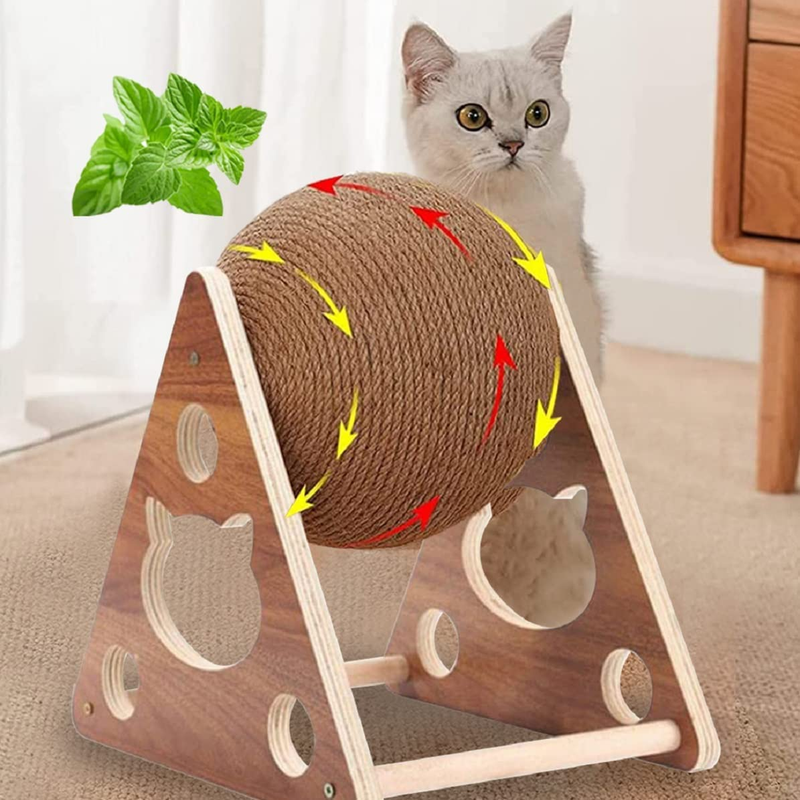 Cat Scratcher Toy,Natural Sisal Rope Cat Scratching Ball Scratcher Toy with Ball