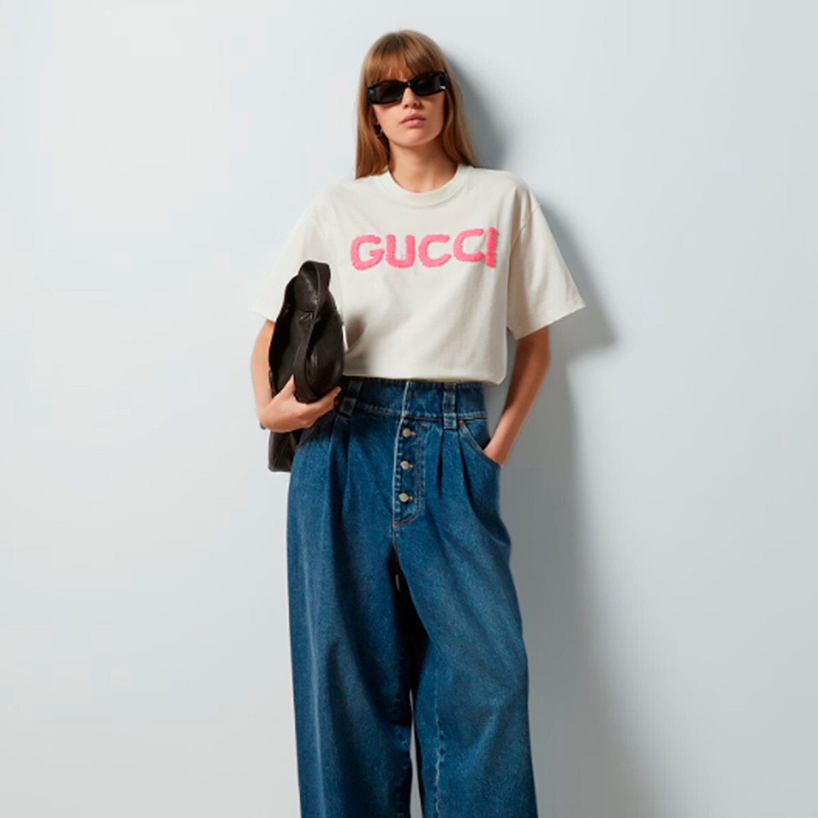 Pre-owned Gucci Pink Embroidery Logo Oversize T-shirt Short Sleeve Women Size Xxs In White