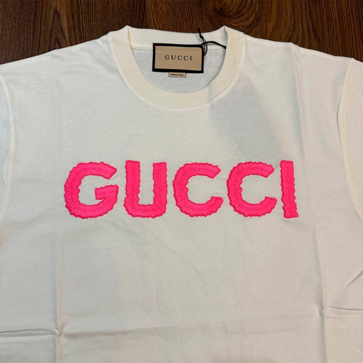 Pre-owned Gucci Pink Embroidery Logo Oversize T-shirt Short Sleeve Women Size Xxs In White
