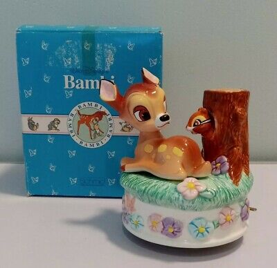 Vtg Schmid Disney Bambi Music Box "It's a Small World" TESTED With Original Box