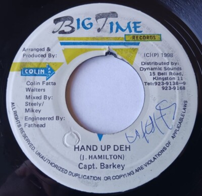 Captain Barkey - Hand Up Deh / Bullet Proof - D.A.Y. Vinyl 45 - 1998 Big Time 