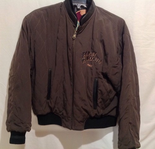 ジャケット・アウター 90s PLANET hollywood varsity jacket Large Vintage 90s Planet Hollywood Leather Varsity Jacket