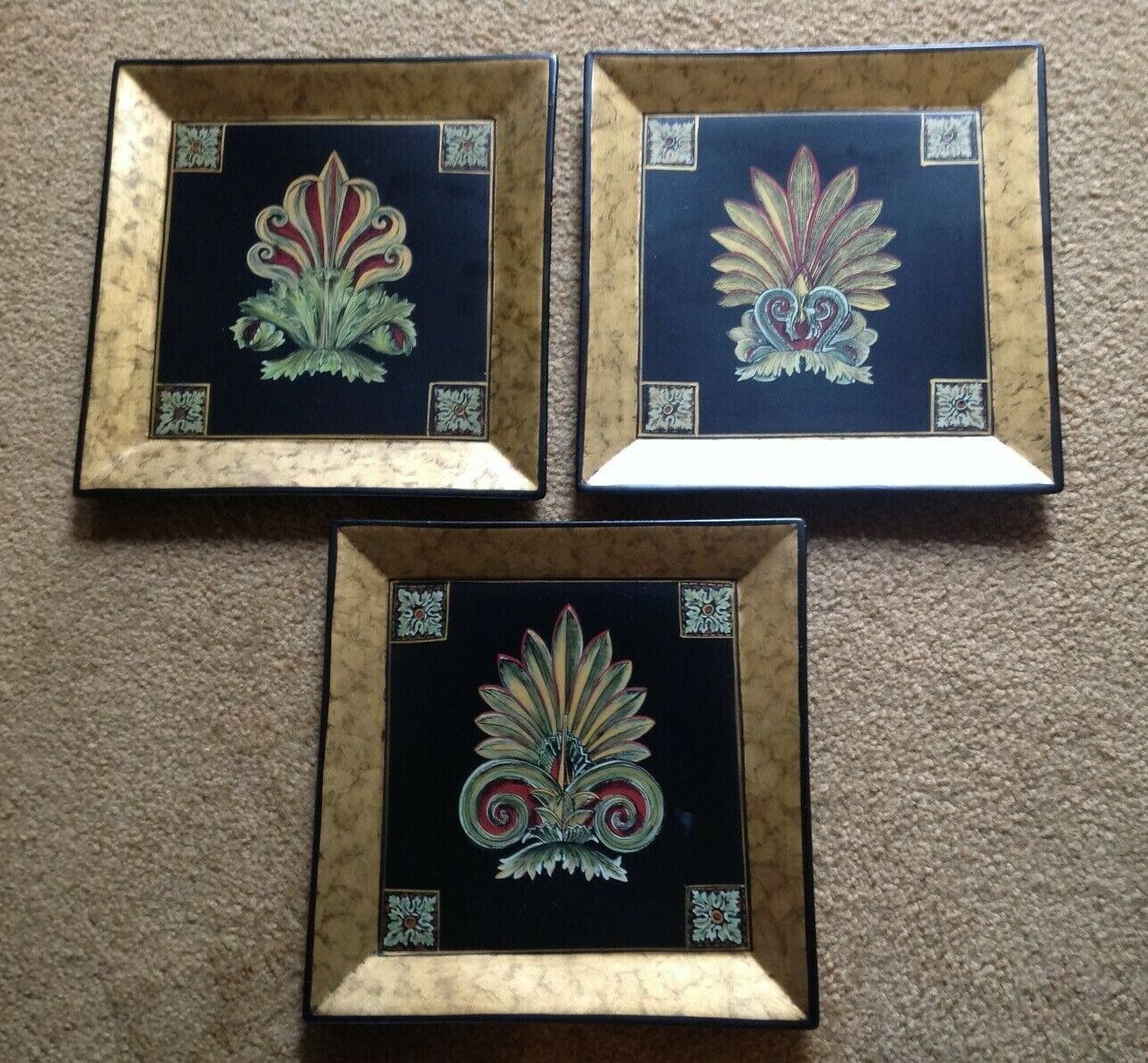 Set of 3 Square Decorative Plates by CNI Design