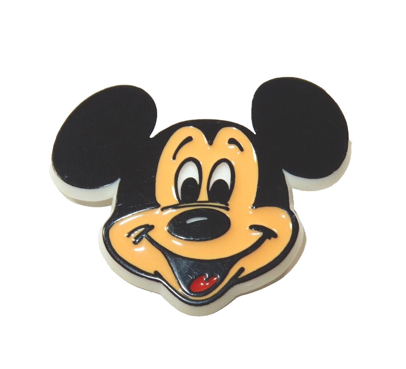 Walt Disney Prod Mickey Mouse Enamel on Plastic Pinback Pin RARE