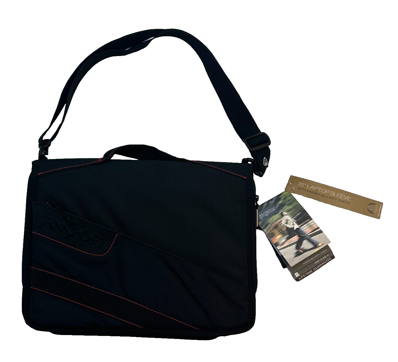 Сумка для ноутбука JanSport Career Bag First Class 15 10x14,7x1 черная / Red Tape Новая