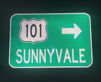 SUNNYVALE Highway 101 California route road sign, 18''x12'', Santa Clara, San Jose
